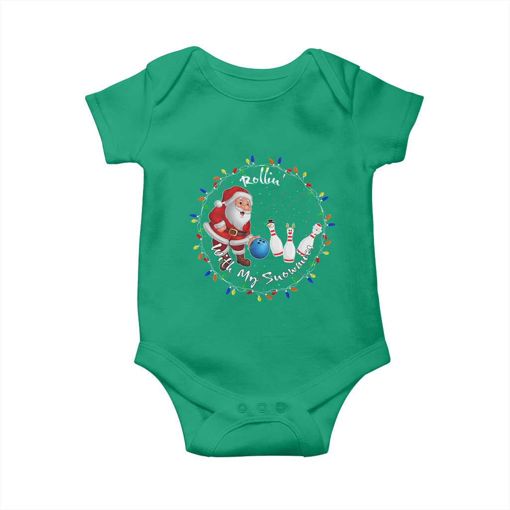 Rollin With My Snowmies Baby Onesie Bowling Xmas Gift - Wonder Print Shop