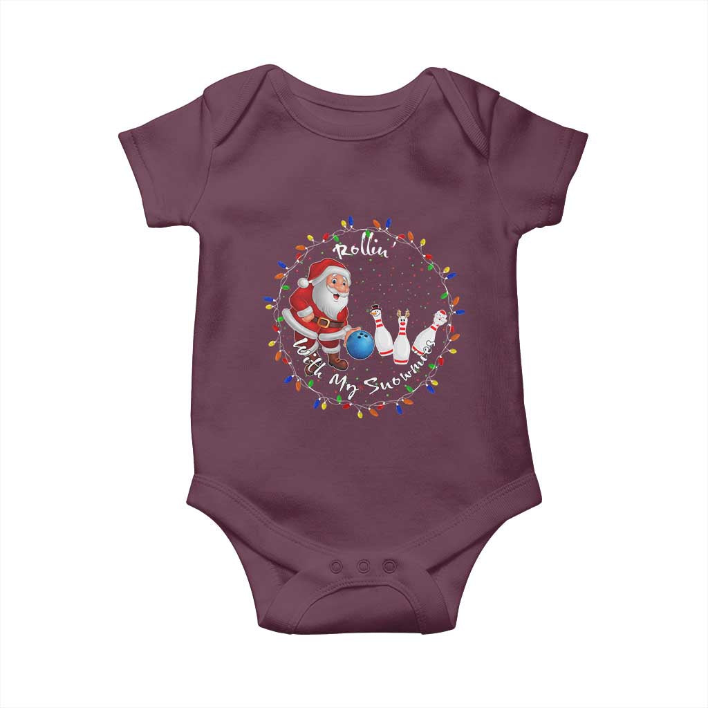 Rollin With My Snowmies Baby Onesie Bowling Xmas Gift - Wonder Print Shop