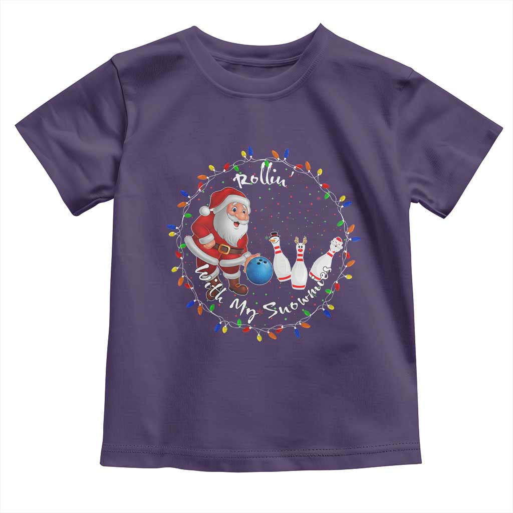 Rollin With My Snowmies Toddler T Shirt Bowling Xmas Gift - Wonder Print Shop