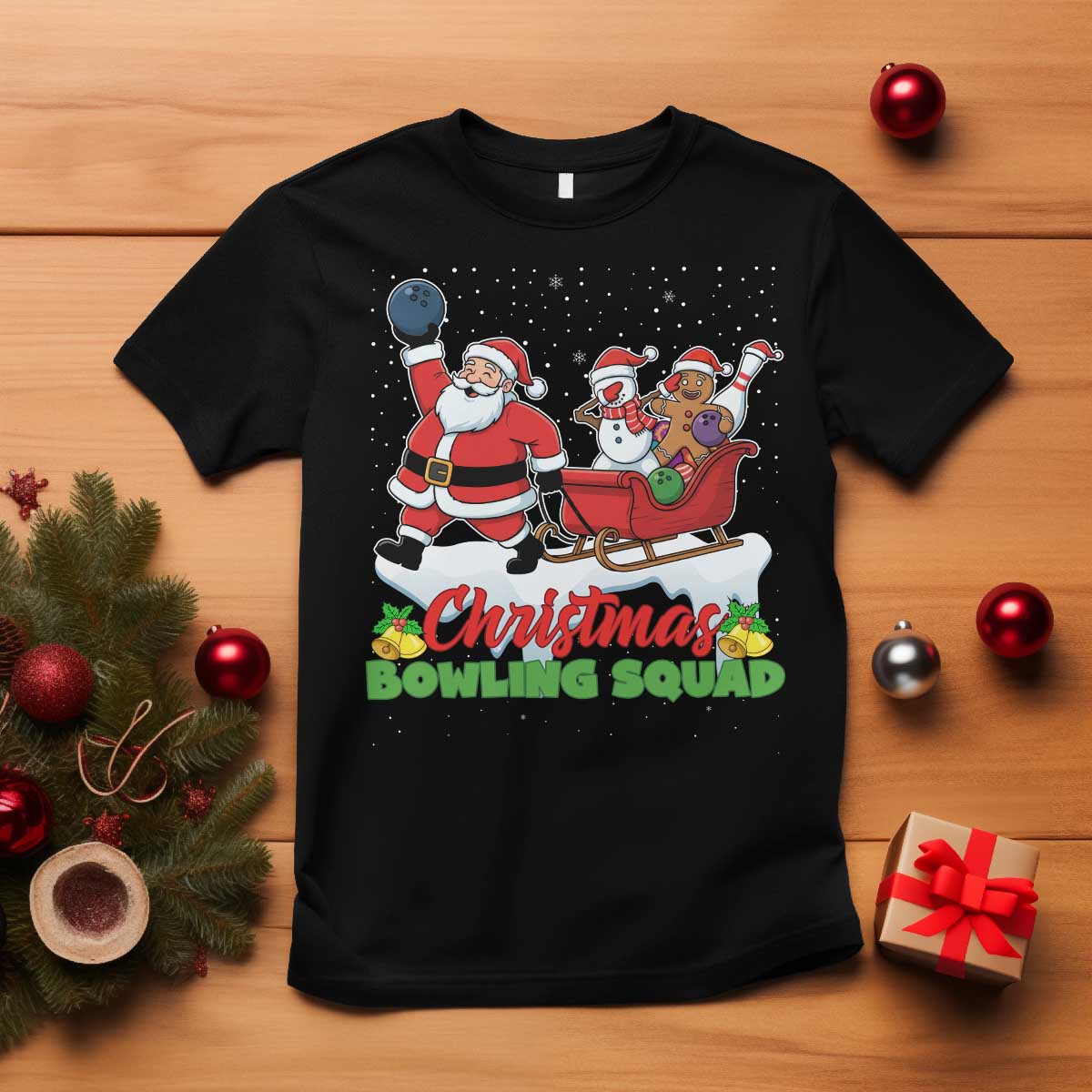 Christmas Bowling Squad T Shirt Funny Holiday Bowler - Wonder Print Shop