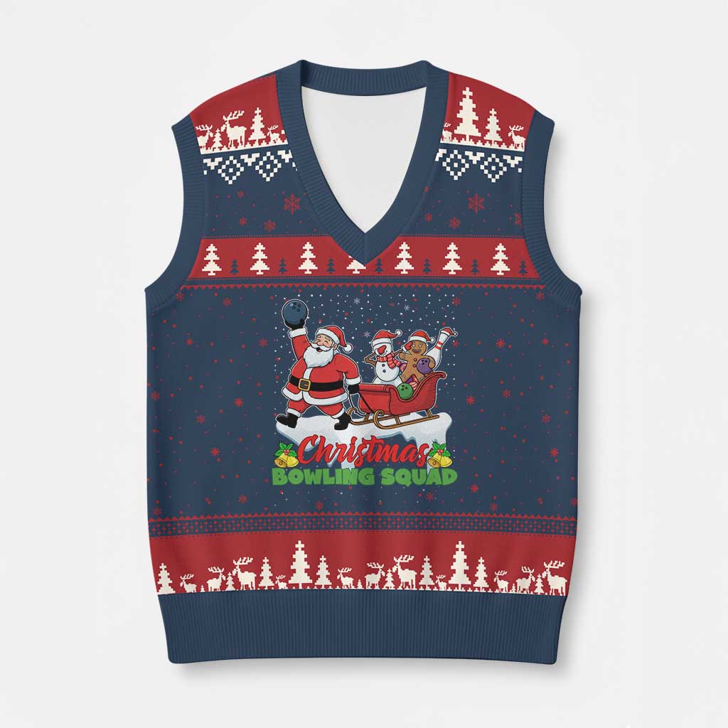 Xmas Bowling Squad V-Neck Knit Sweater Vest Funny Holiday Bowler - Wonder Print Shop