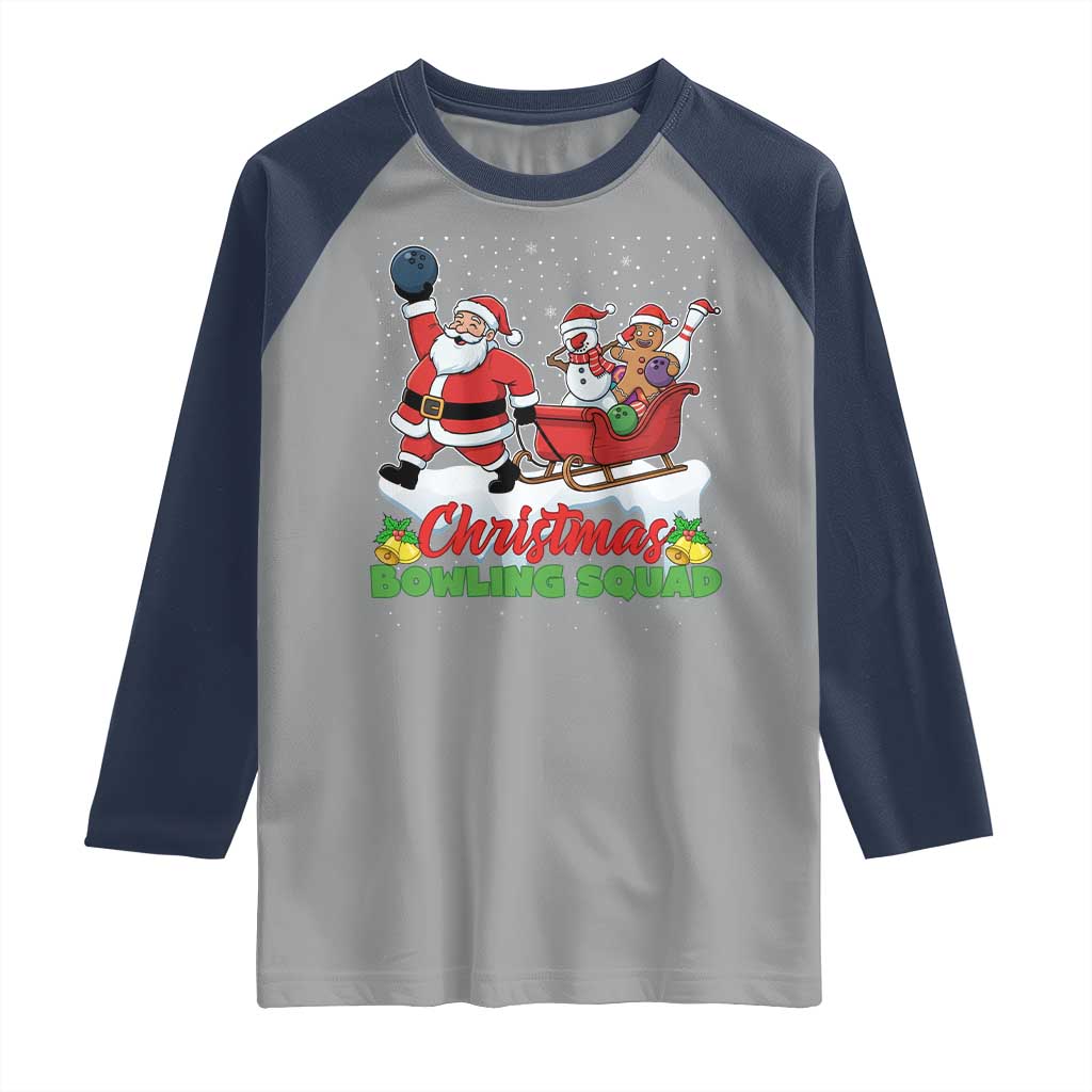Christmas Bowling Squad Raglan Shirt Funny Holiday Bowler - Wonder Print Shop