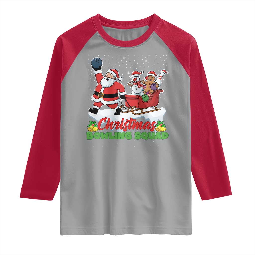 Christmas Bowling Squad Raglan Shirt Funny Holiday Bowler - Wonder Print Shop