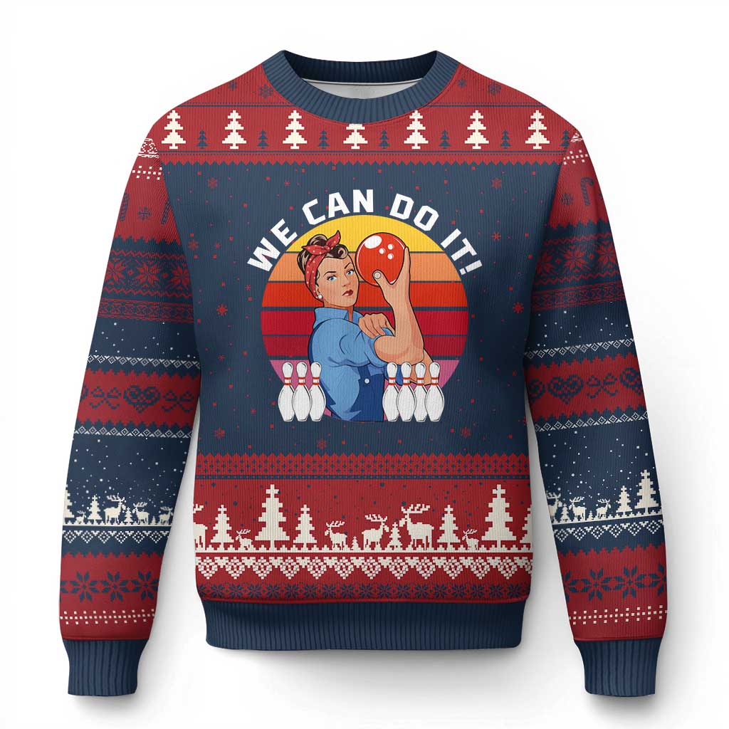 Feminist Bowling Ugly Christmas Sweater We Can Do It - Wonder Print Shop