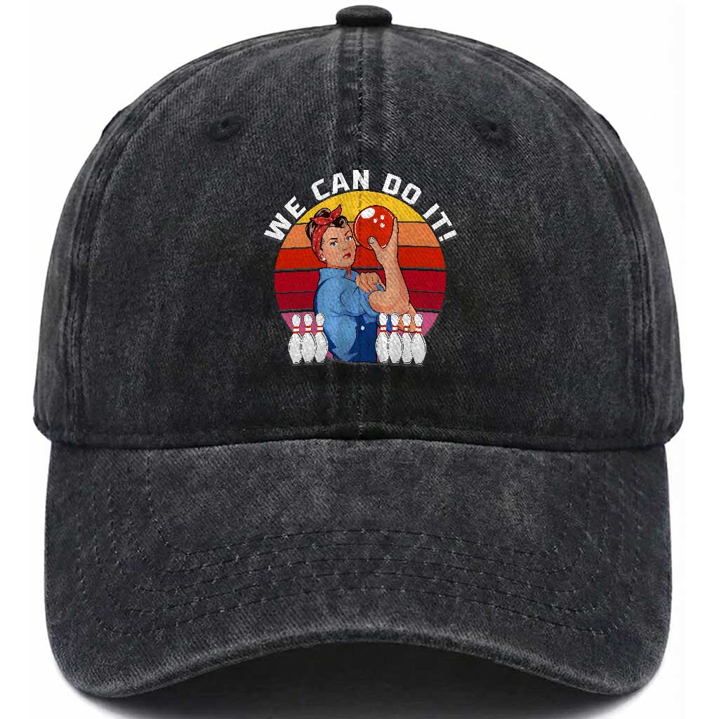 Feminist Bowling Washed Cotton Baseball Cap We Can Do It
