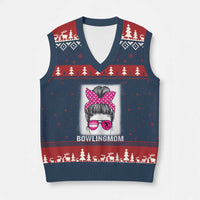 Bowling Mom Life V-Neck Knit Sweater Vest Funny Bowler Gift - Wonder Print Shop