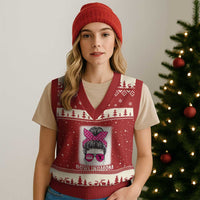 Bowling Mom Life V-Neck Knit Sweater Vest Funny Bowler Gift - Wonder Print Shop