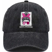 Bowling Mom Life Washed Cotton Baseball Cap Funny Bowler Gift