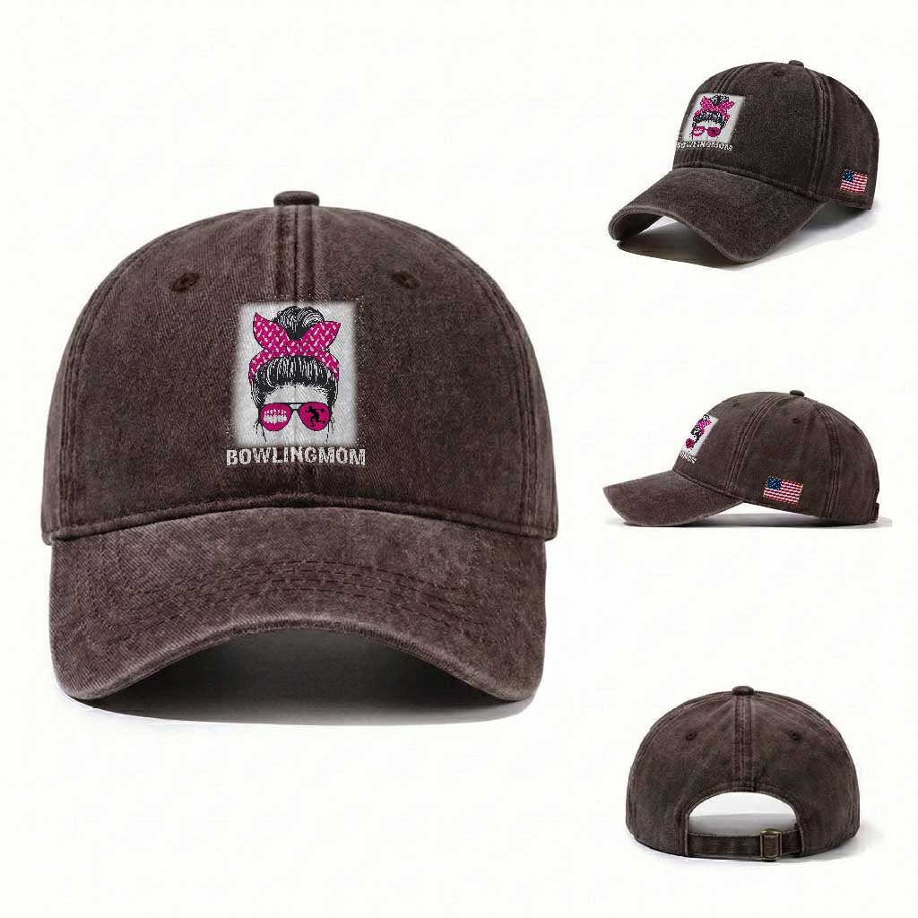 Bowling Mom Life Washed Cotton Baseball Cap Funny Bowler Gift