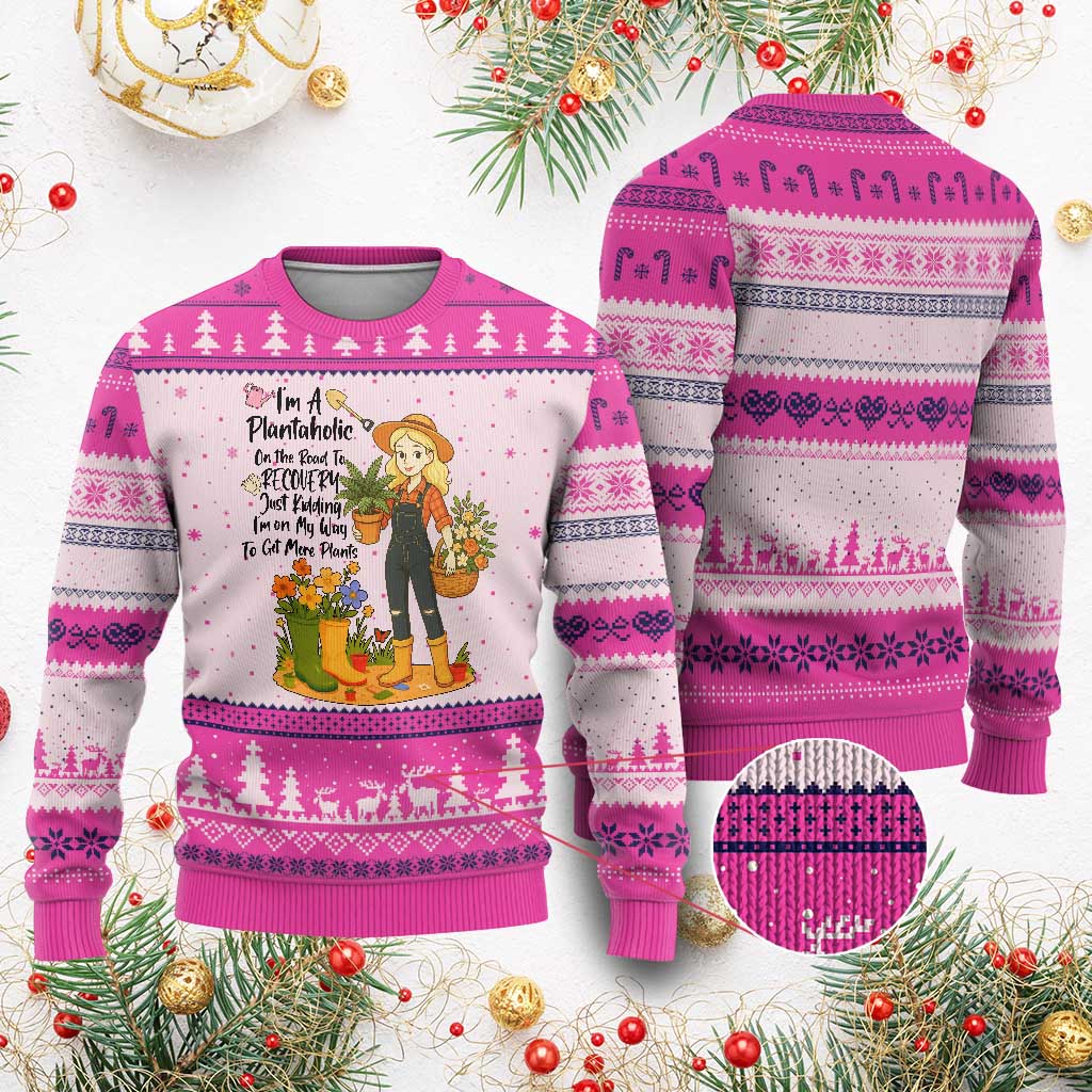 Plantaholic Ugly Christmas Sweater Im On My Way To Get More Plants - Wonder Print Shop
