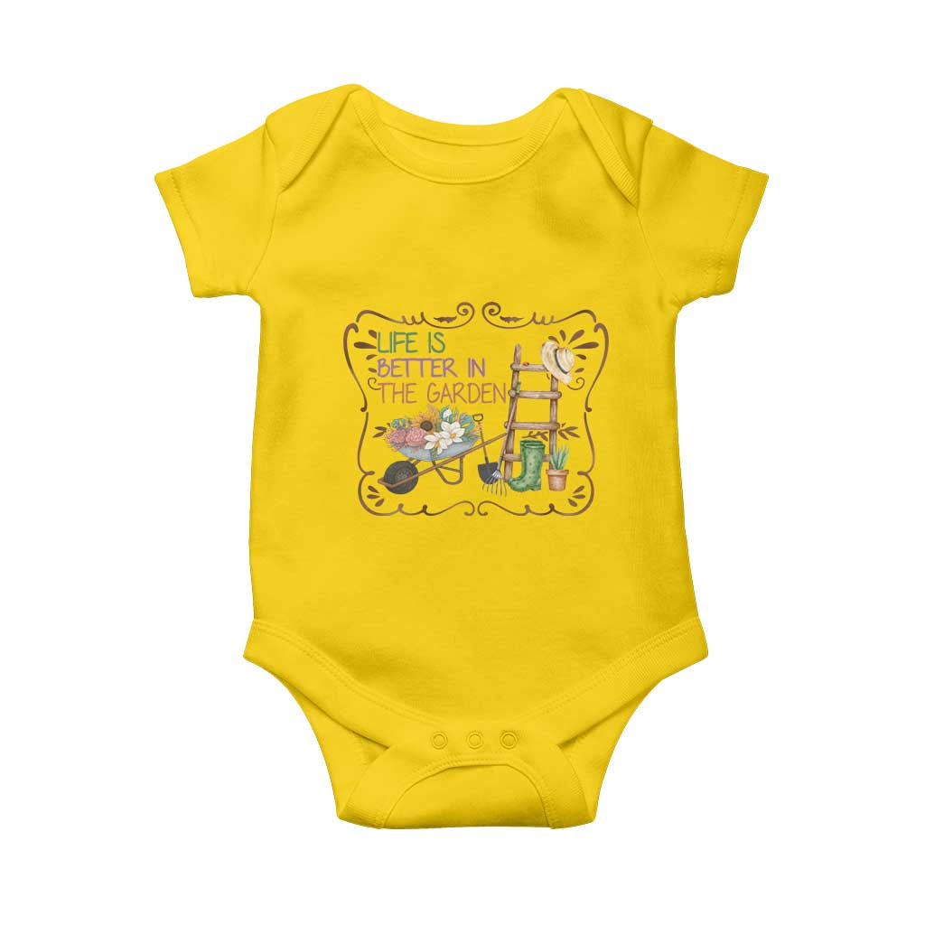 Life Is Better In The Garden Baby Onesie Funny Gardening Quote - Wonder Print Shop