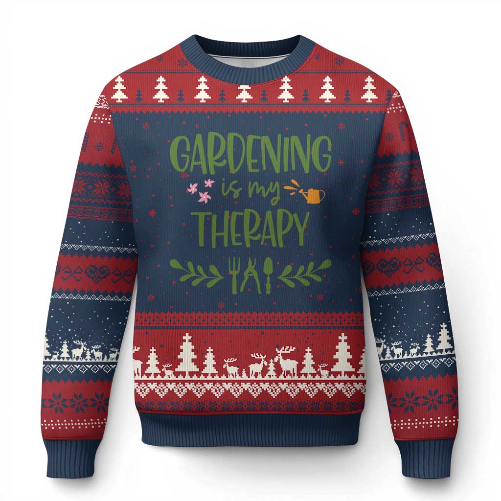 Gardening Is My Therapy Ugly Christmas Sweater Funny Plant Lover - Wonder Print Shop