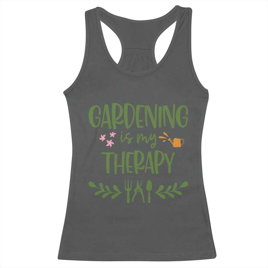 Gardening Is My Therapy Racerback Tank Top Funny Plant Lover - Wonder Print Shop