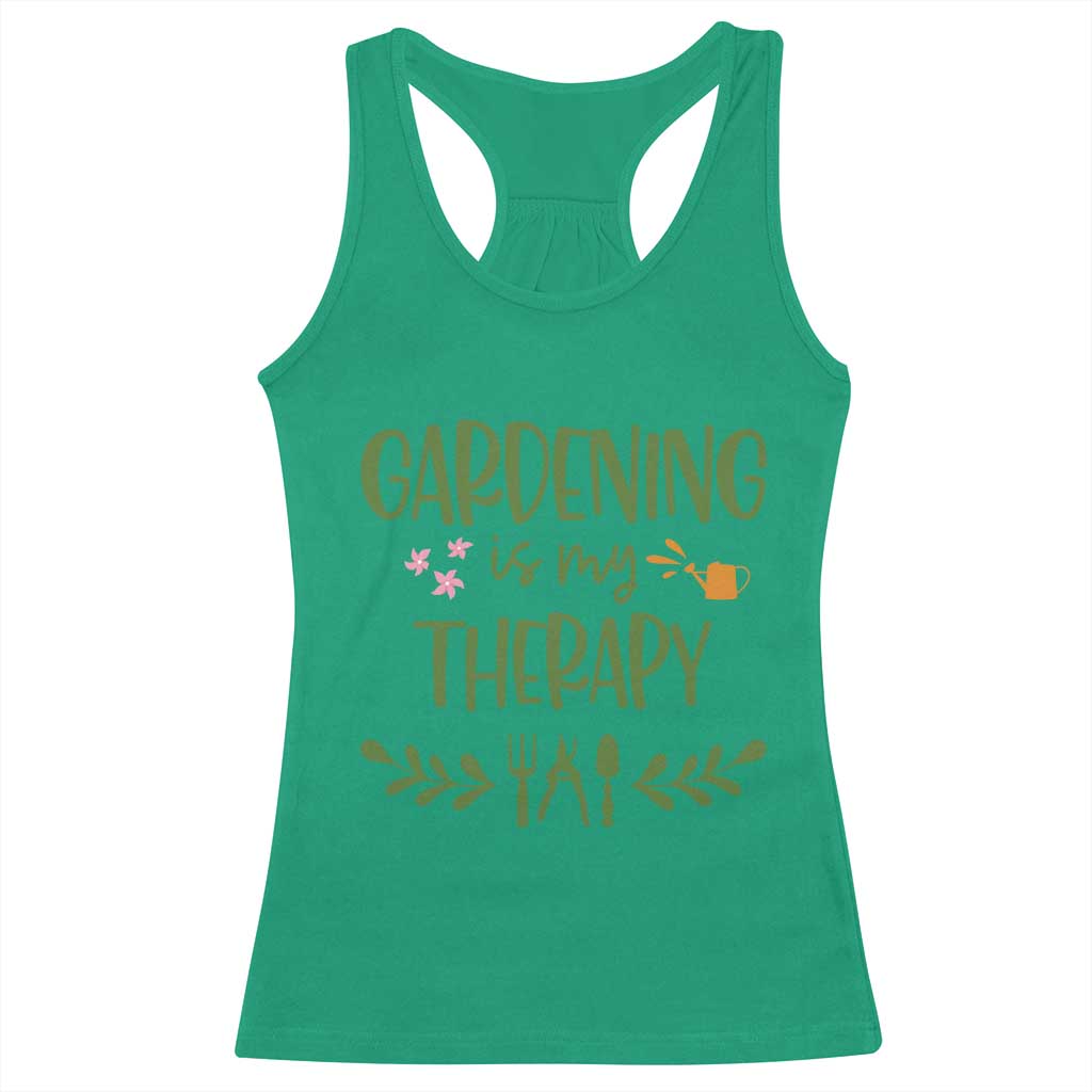 Gardening Is My Therapy Racerback Tank Top Funny Plant Lover - Wonder Print Shop