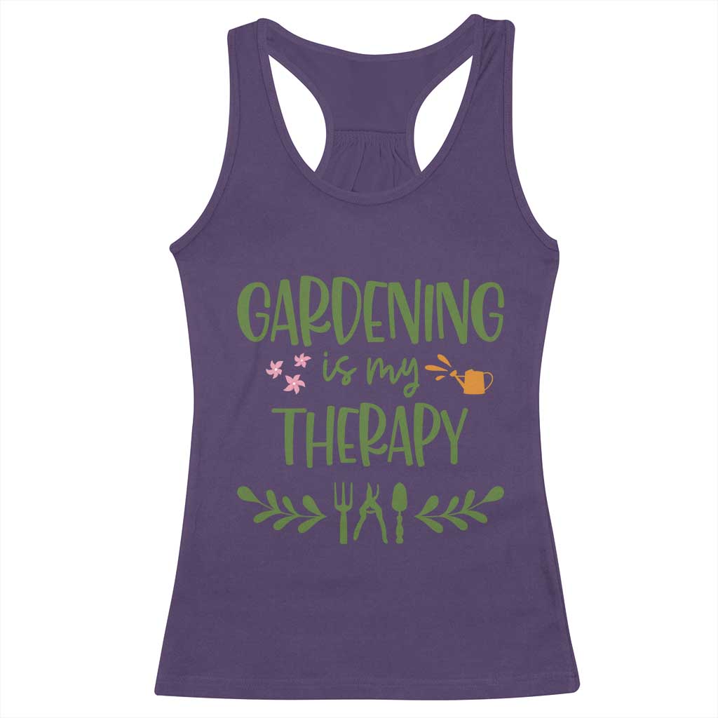 Gardening Is My Therapy Racerback Tank Top Funny Plant Lover - Wonder Print Shop