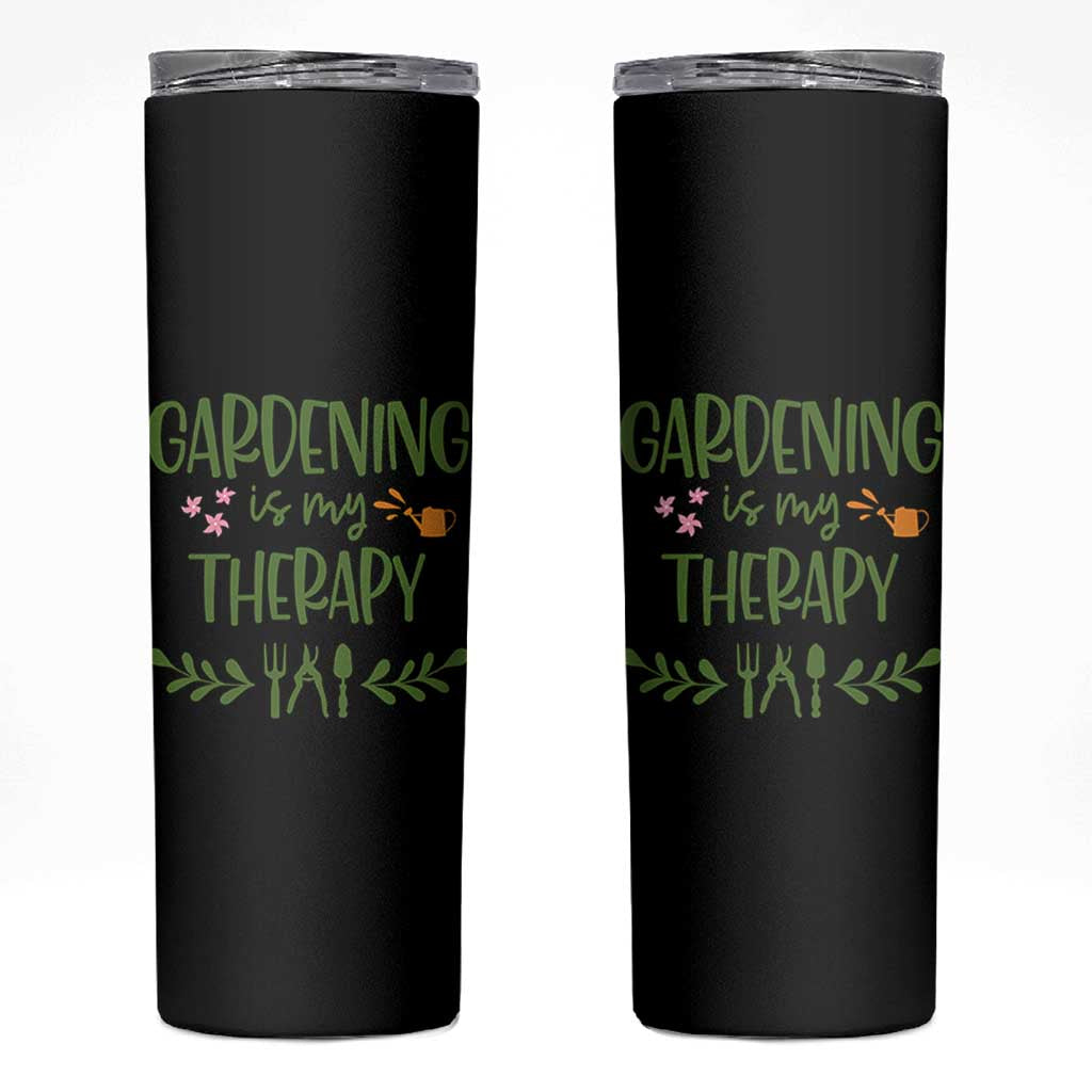 Gardening Is My Therapy Skinny Tumbler Funny Plant Lover - Wonder Print Shop