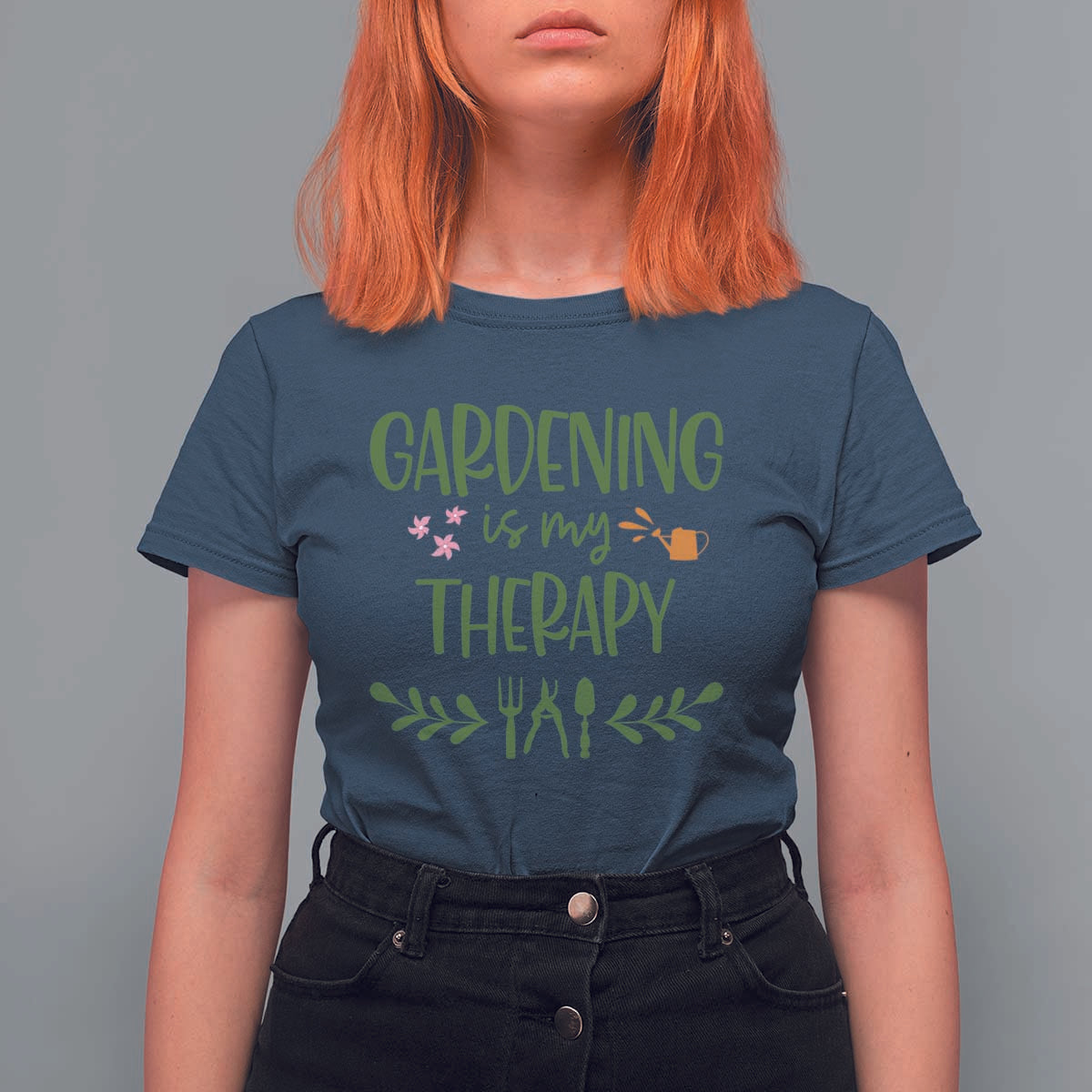 Gardening Is My Therapy T Shirt For Women Funny Plant Lover - Wonder Print Shop