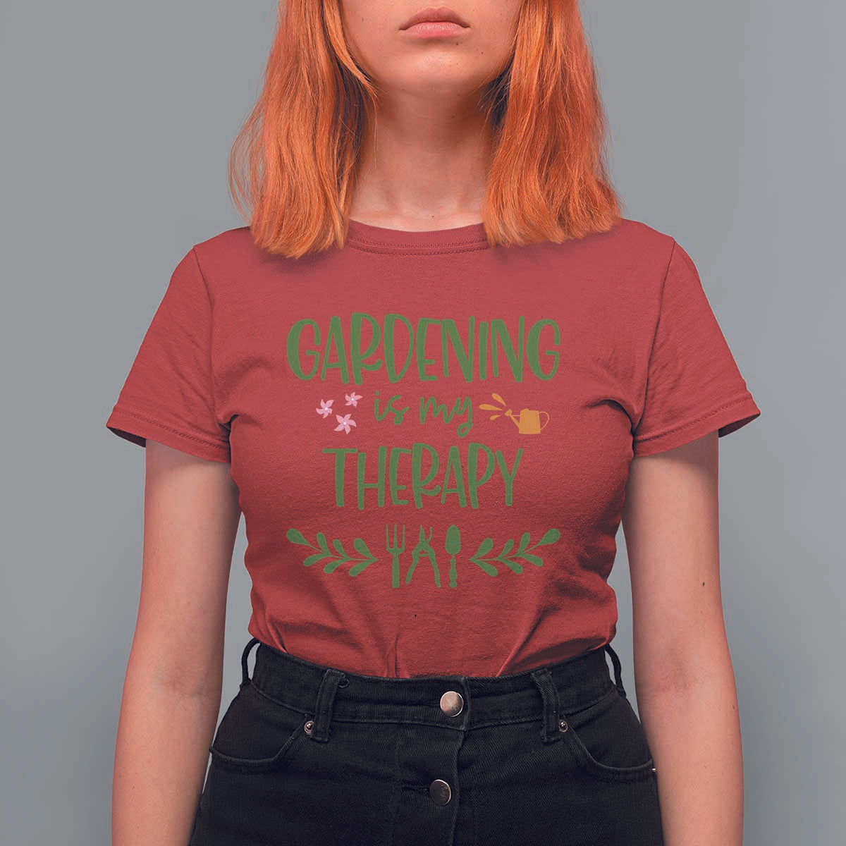Gardening Is My Therapy T Shirt For Women Funny Plant Lover - Wonder Print Shop