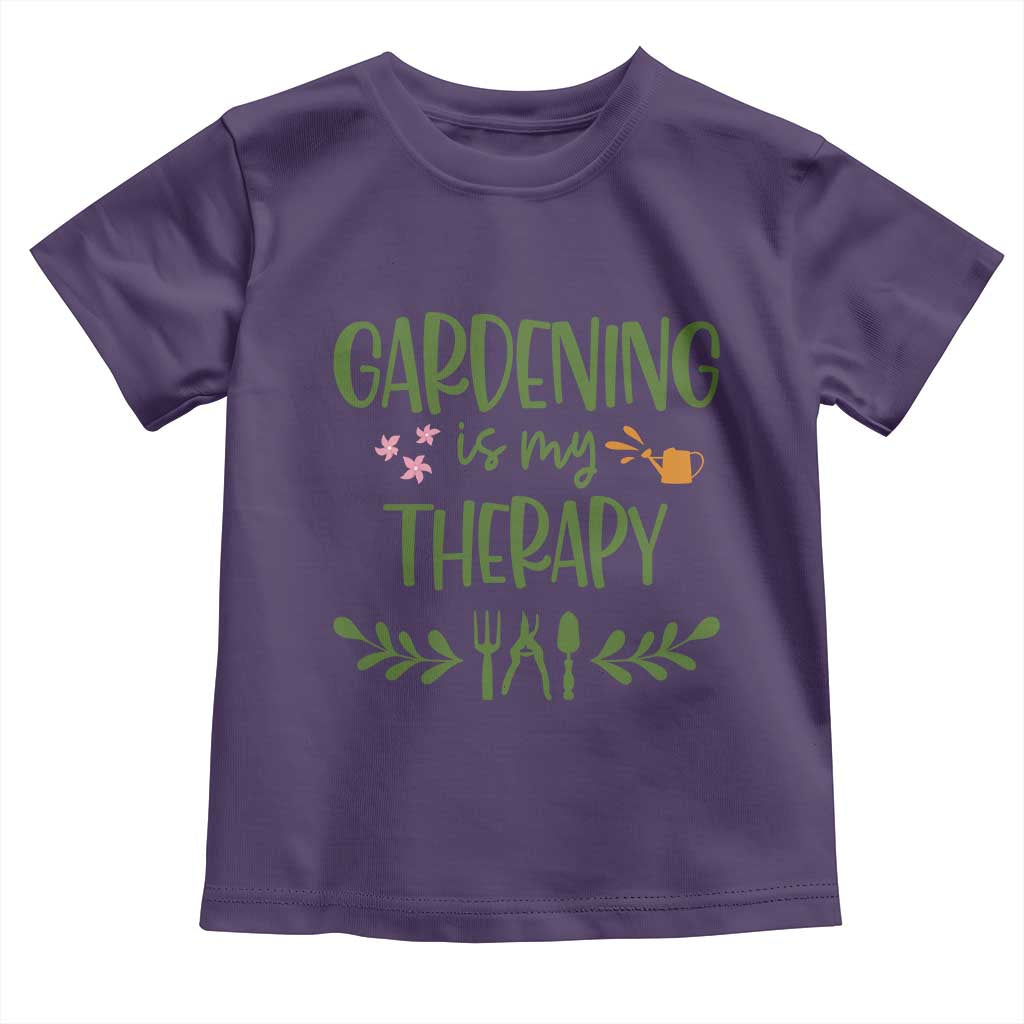 Gardening Is My Therapy Toddler T Shirt Funny Plant Lover - Wonder Print Shop