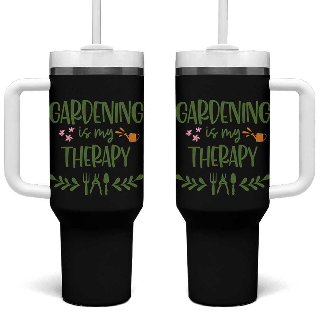 Gardening Is My Therapy Tumbler With Handle Funny Plant Lover - Wonder Print Shop