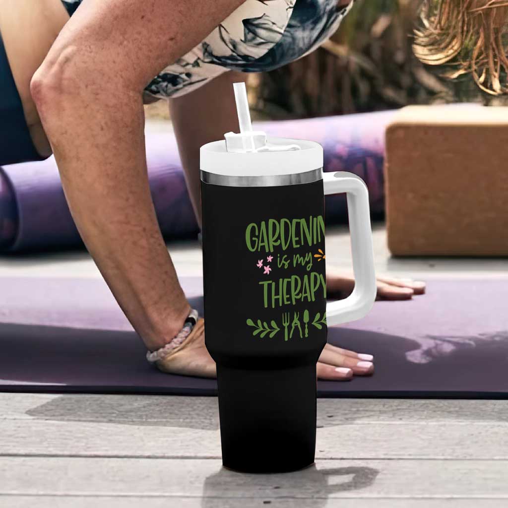 Gardening Is My Therapy Tumbler With Handle Funny Plant Lover - Wonder Print Shop