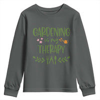 Gardening Is My Therapy Youth Sweatshirt Funny Plant Lover - Wonder Print Shop
