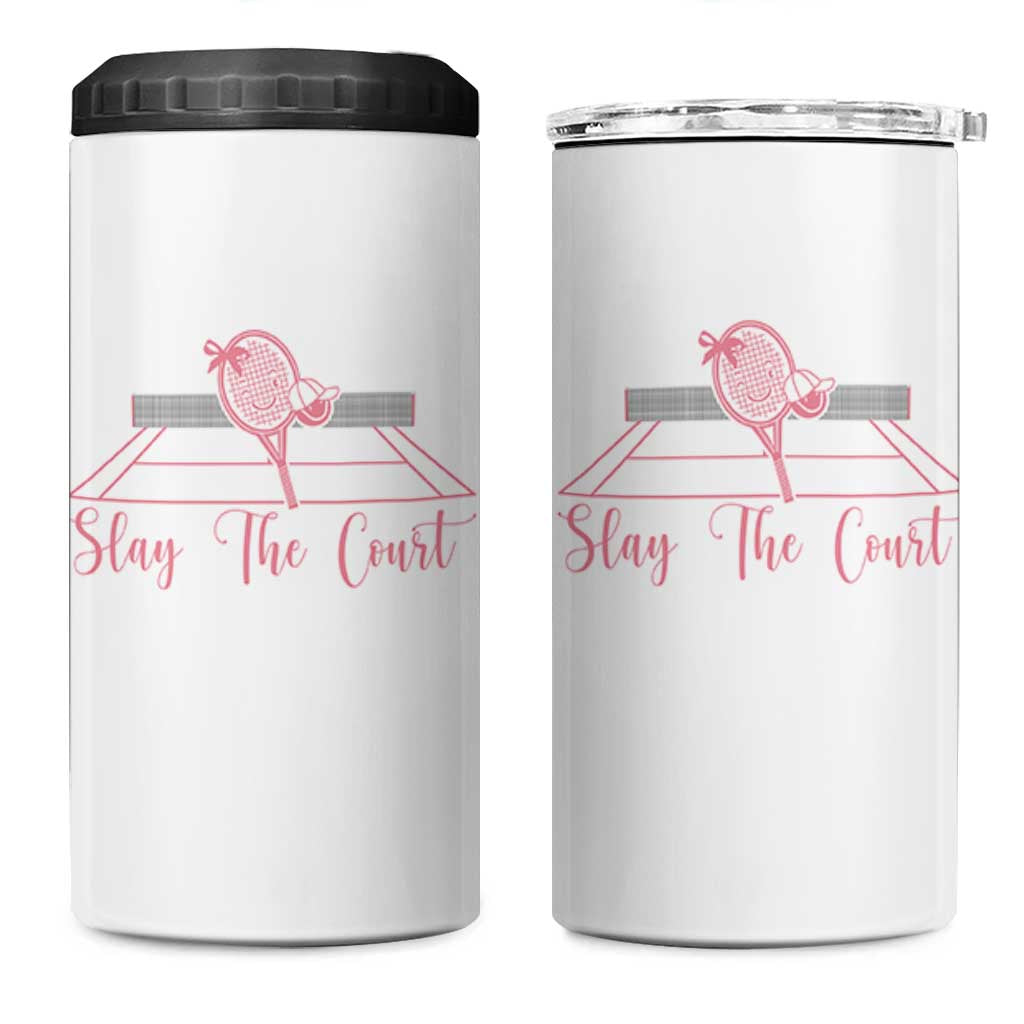 Slay The Court Tennis Girl 4 in 1 Can Cooler Tumbler Gift For Sport Lover - Wonder Print Shop
