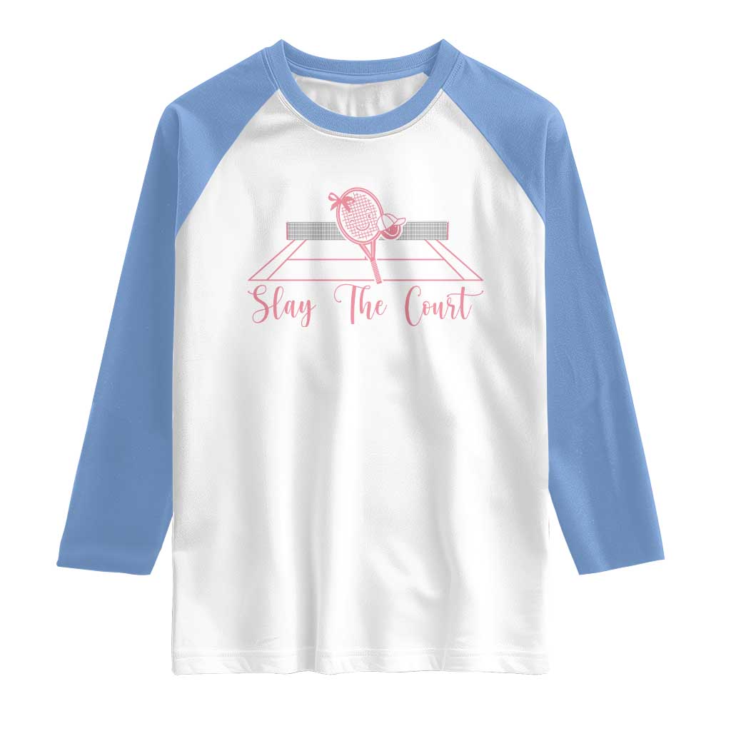 Slay The Court Tennis Girl Raglan Shirt Gift For Sport Lover - Wonder Print Shop