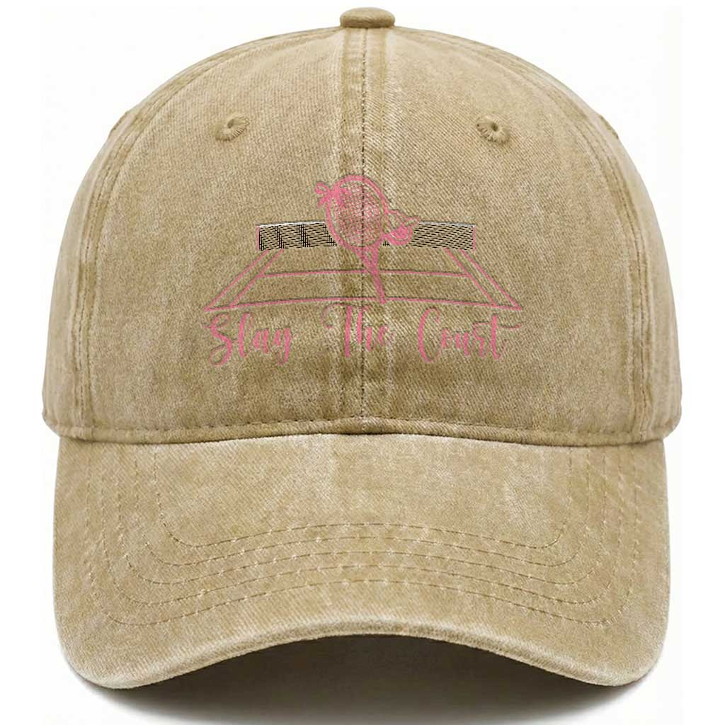 Slay The Court Tennis Girl Washed Cotton Baseball Cap Gift For Sport Lover