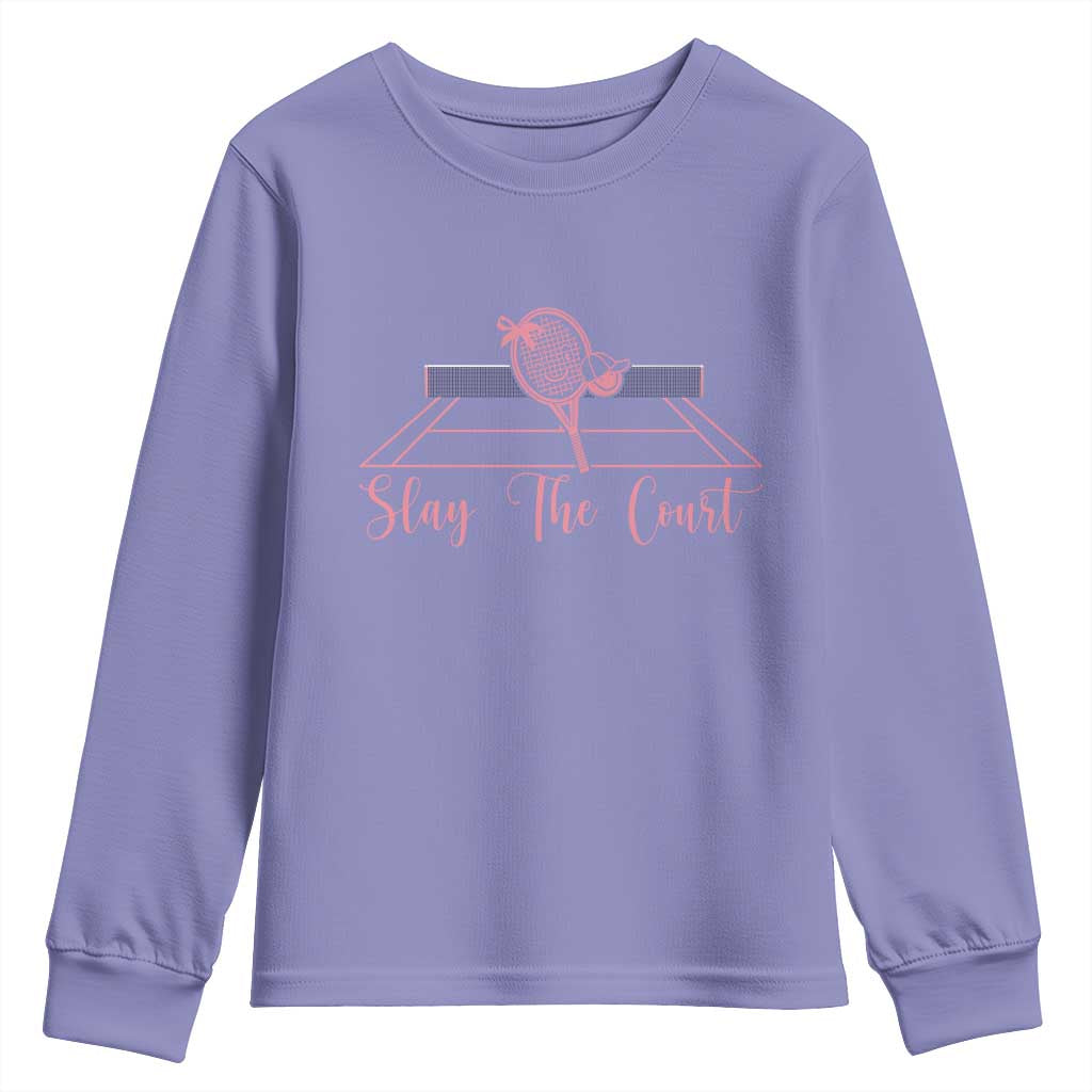 Slay The Court Tennis Girl Youth Sweatshirt Gift For Sport Lover - Wonder Print Shop