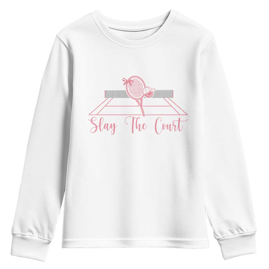 Slay The Court Tennis Girl Youth Sweatshirt Gift For Sport Lover - Wonder Print Shop