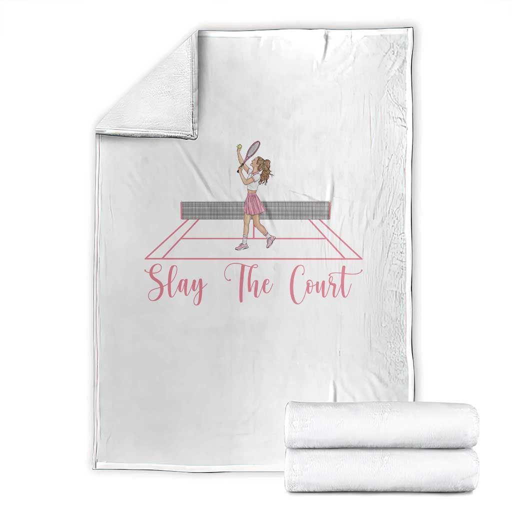 Slay The Court Queen Throw Blanket Funny Tennis Player Gift For Women - Wonder Print Shop