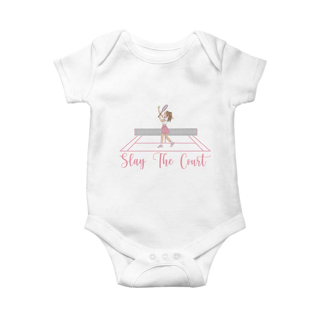 Slay The Court Queen Baby Onesie Funny Tennis Player Gift For Women - Wonder Print Shop