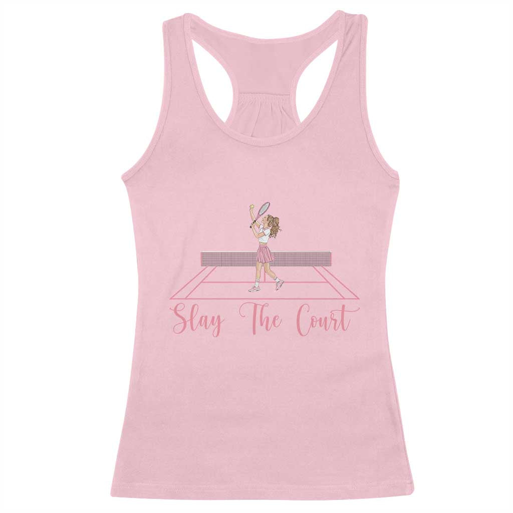 Slay The Court Queen Racerback Tank Top Funny Tennis Player Gift For Women - Wonder Print Shop