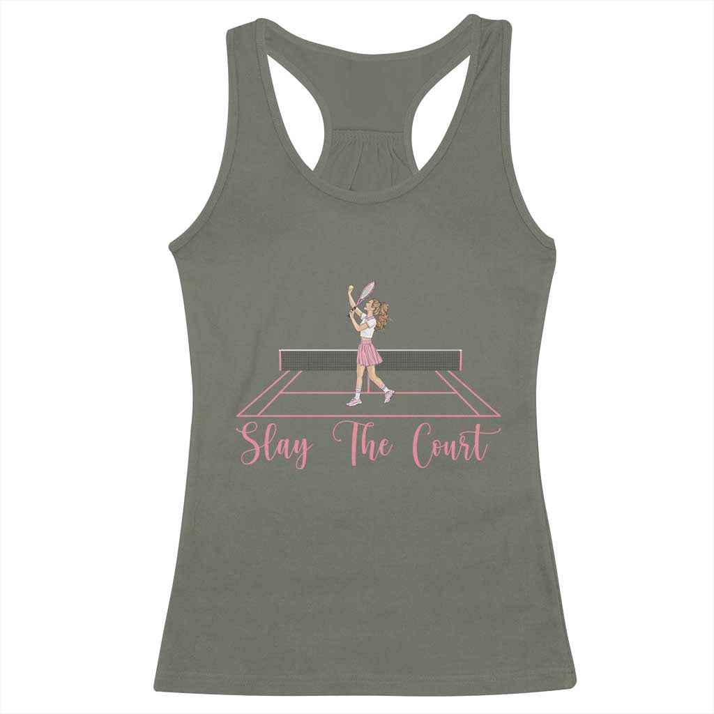 Slay The Court Queen Racerback Tank Top Funny Tennis Player Gift For Women - Wonder Print Shop