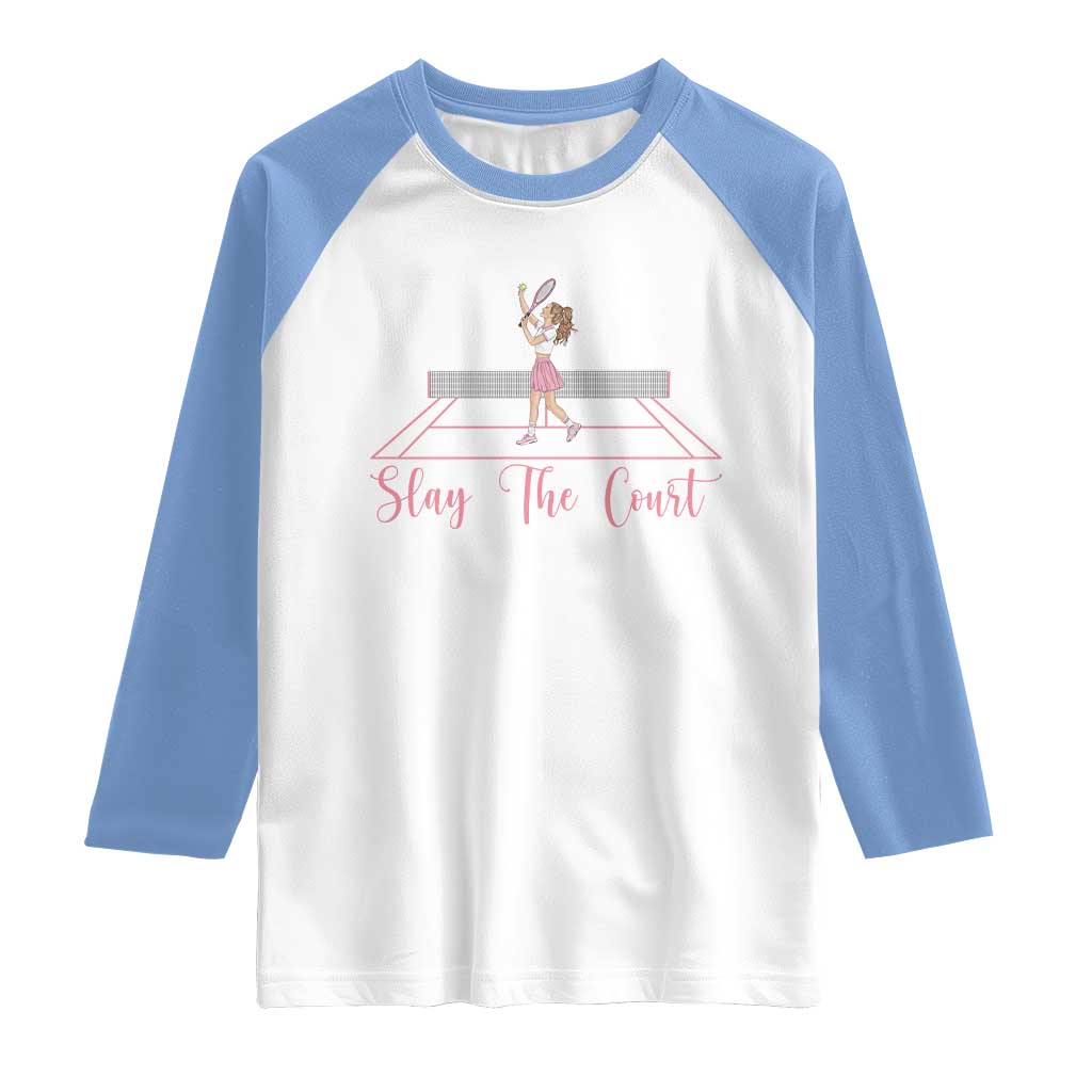 Slay The Court Queen Raglan Shirt Funny Tennis Player Gift For Women - Wonder Print Shop