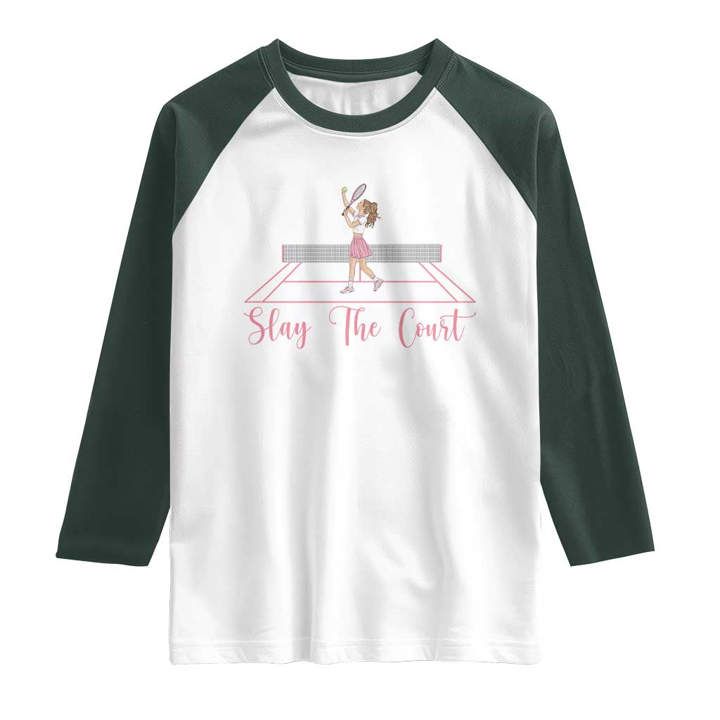 Slay The Court Queen Raglan Shirt Funny Tennis Player Gift For Women - Wonder Print Shop