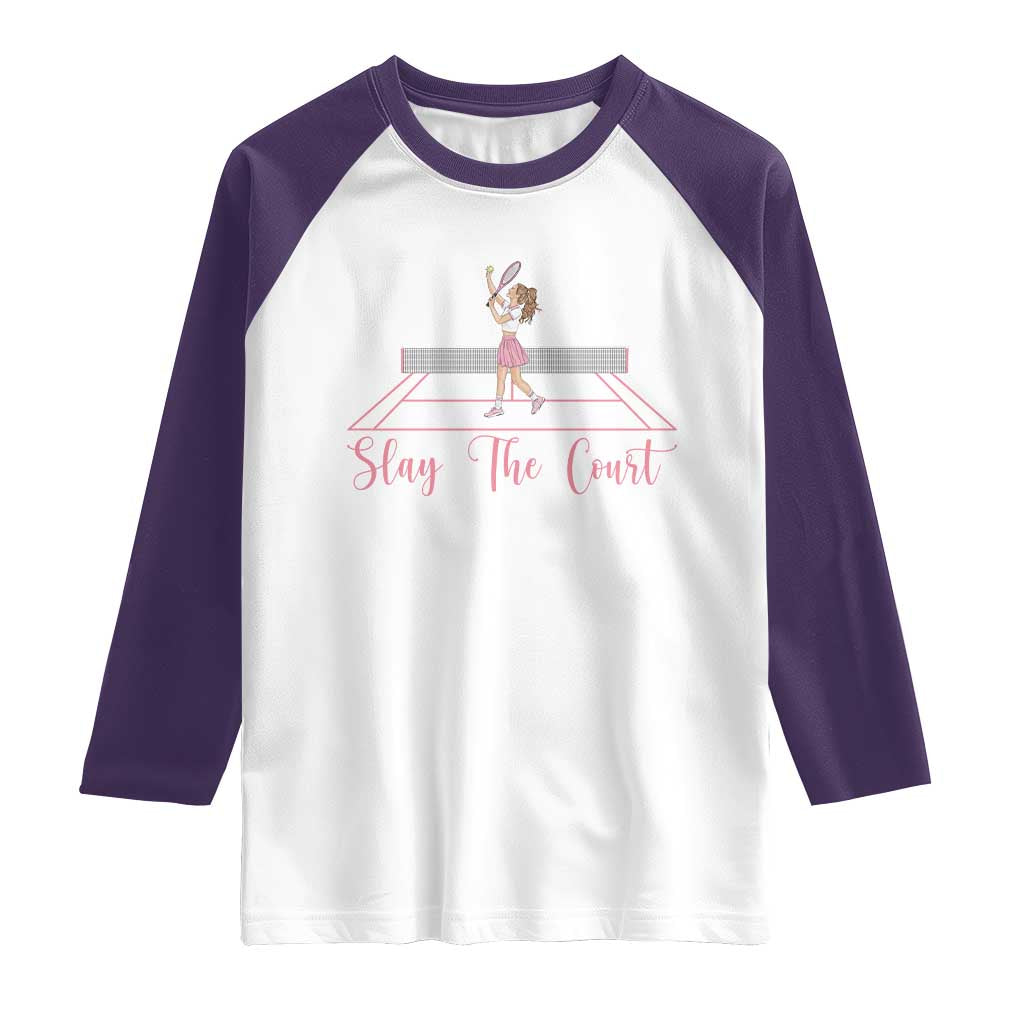Slay The Court Queen Raglan Shirt Funny Tennis Player Gift For Women - Wonder Print Shop