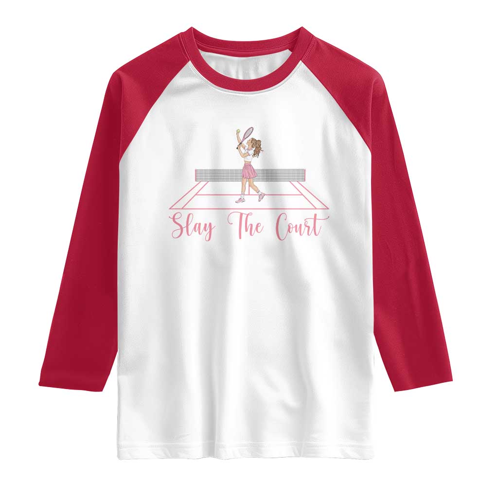 Slay The Court Queen Raglan Shirt Funny Tennis Player Gift For Women - Wonder Print Shop
