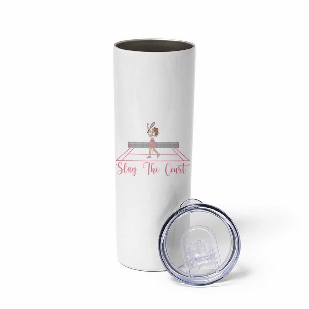 Slay The Court Queen Skinny Tumbler Funny Tennis Player Gift For Women - Wonder Print Shop