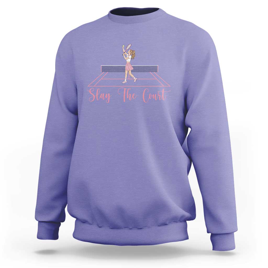 Slay The Court Queen Sweatshirt Funny Tennis Player Gift For Women - Wonder Print Shop