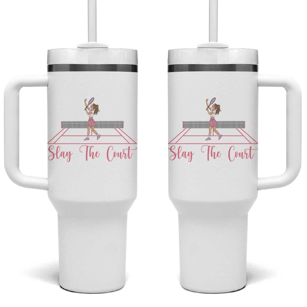 Slay The Court Queen Tumbler With Handle Funny Tennis Player Gift For Women - Wonder Print Shop