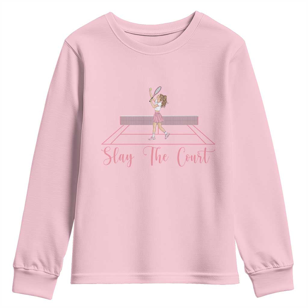 Slay The Court Queen Youth Sweatshirt Funny Tennis Player Gift For Women - Wonder Print Shop