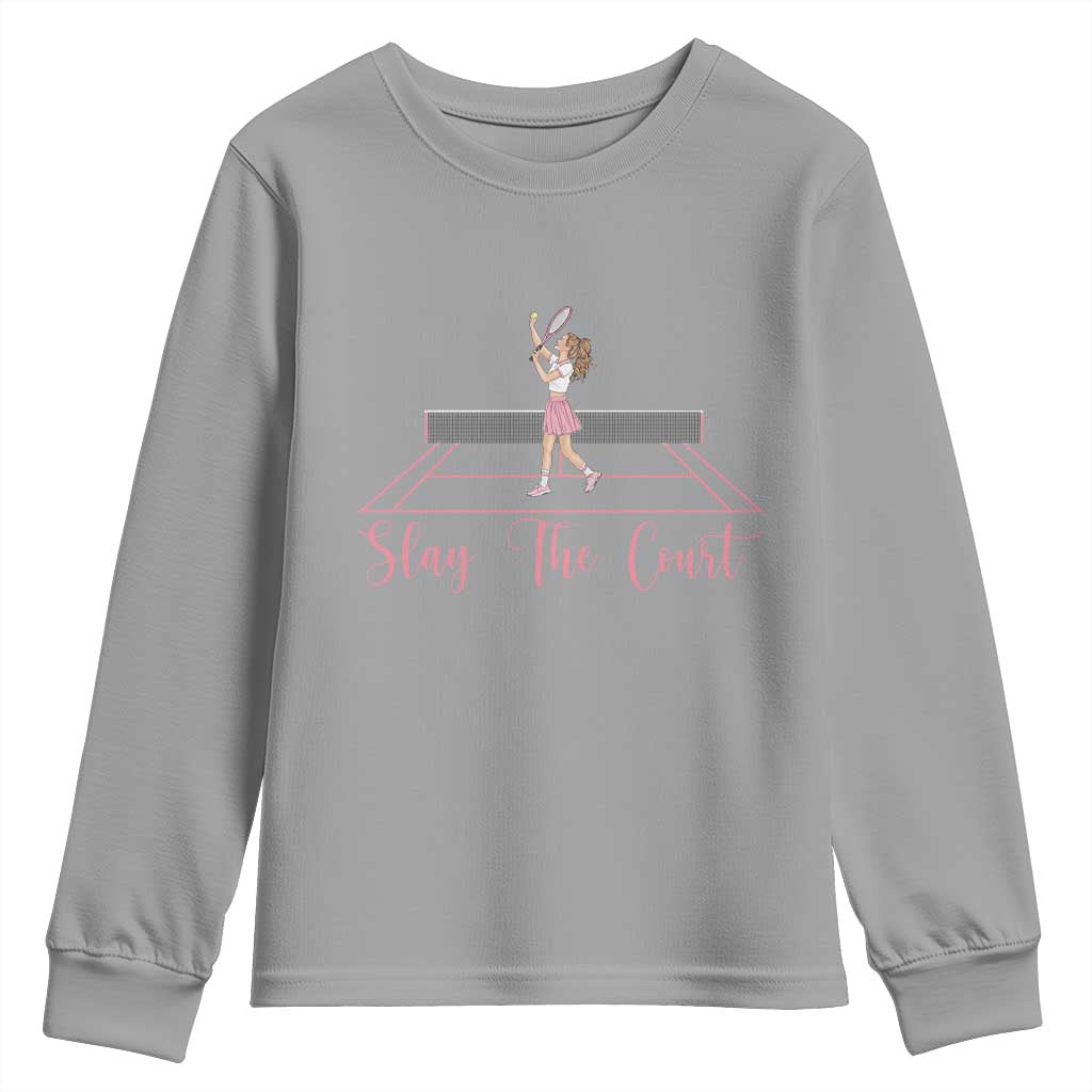 Slay The Court Queen Youth Sweatshirt Funny Tennis Player Gift For Women - Wonder Print Shop