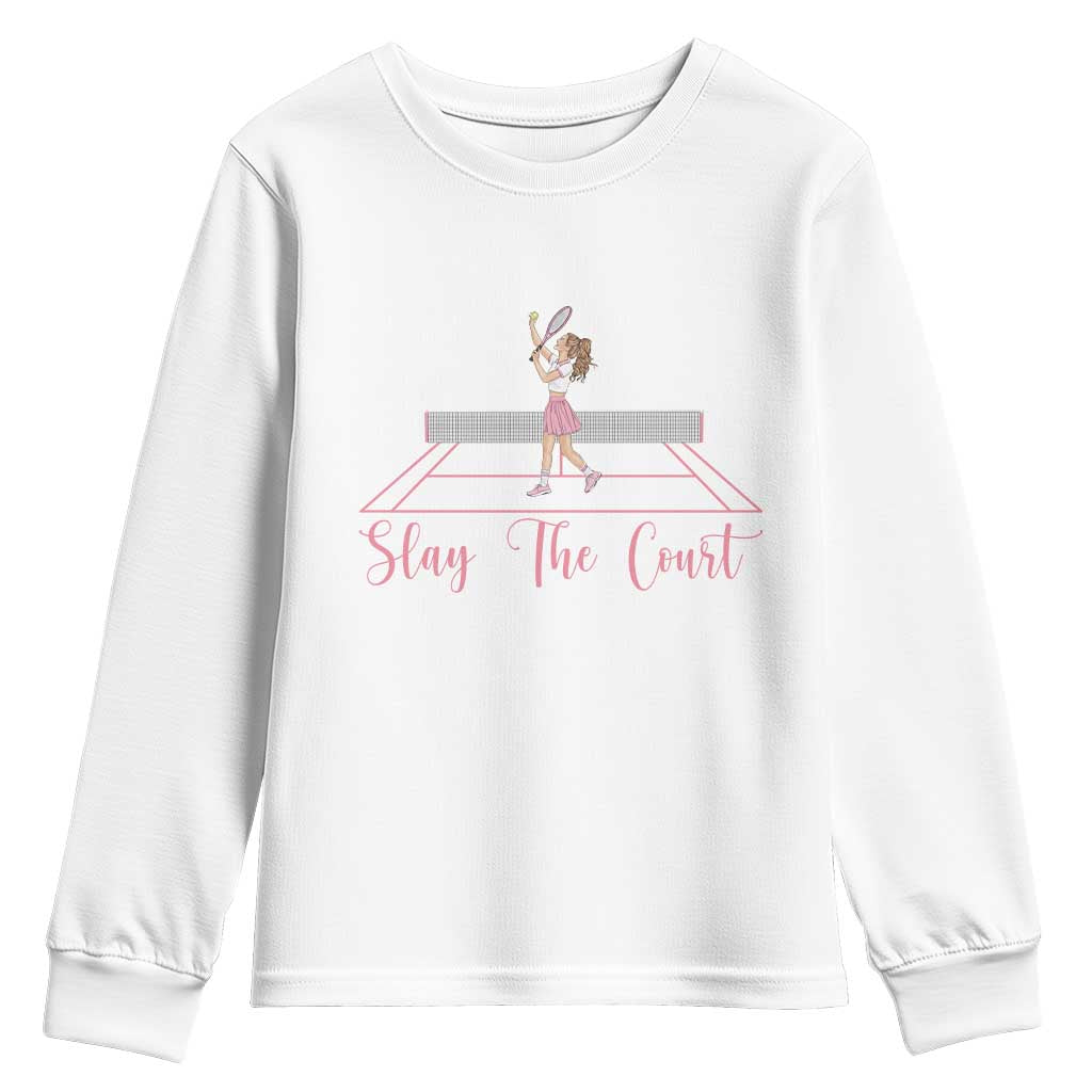 Slay The Court Queen Youth Sweatshirt Funny Tennis Player Gift For Women - Wonder Print Shop