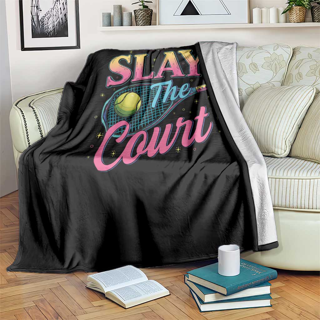 Slay The Court Queen Throw Blanket Witty Tennis Player Gift For Girls - Wonder Print Shop