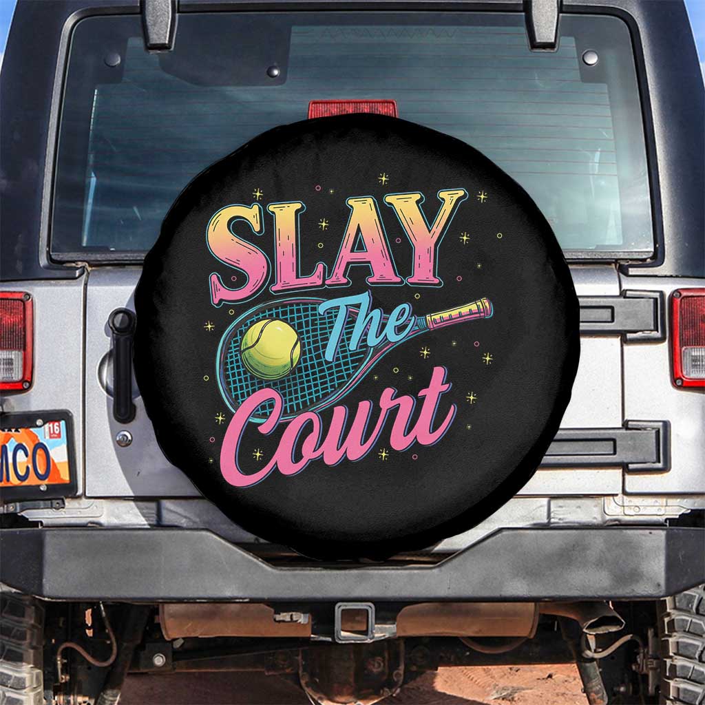 Slay The Court Queen Spare Tire Cover Witty Tennis Player Gift For Girls - Wonder Print Shop