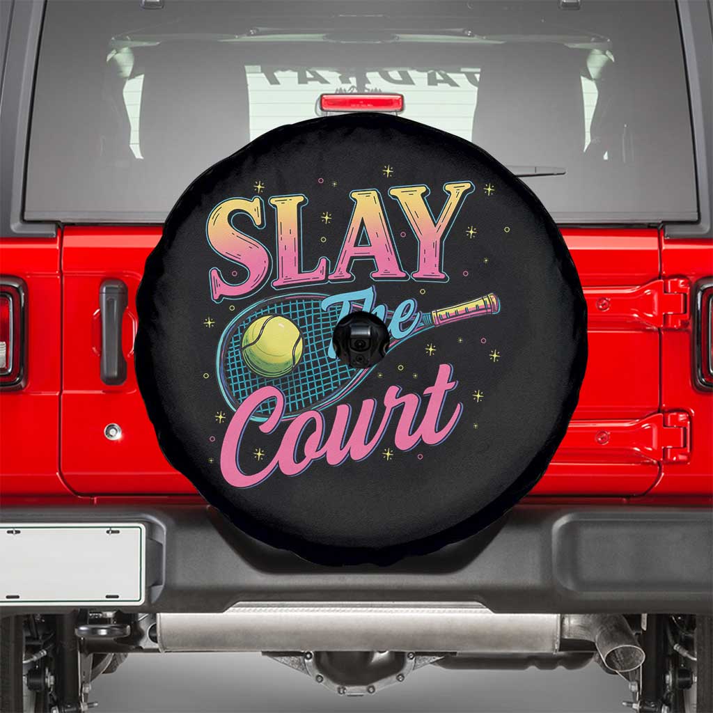 Slay The Court Queen Spare Tire Cover Witty Tennis Player Gift For Girls - Wonder Print Shop