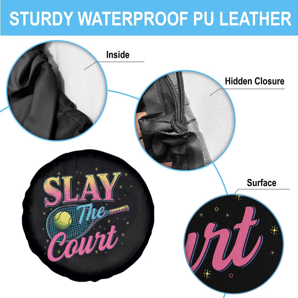 Slay The Court Queen Spare Tire Cover Witty Tennis Player Gift For Girls - Wonder Print Shop