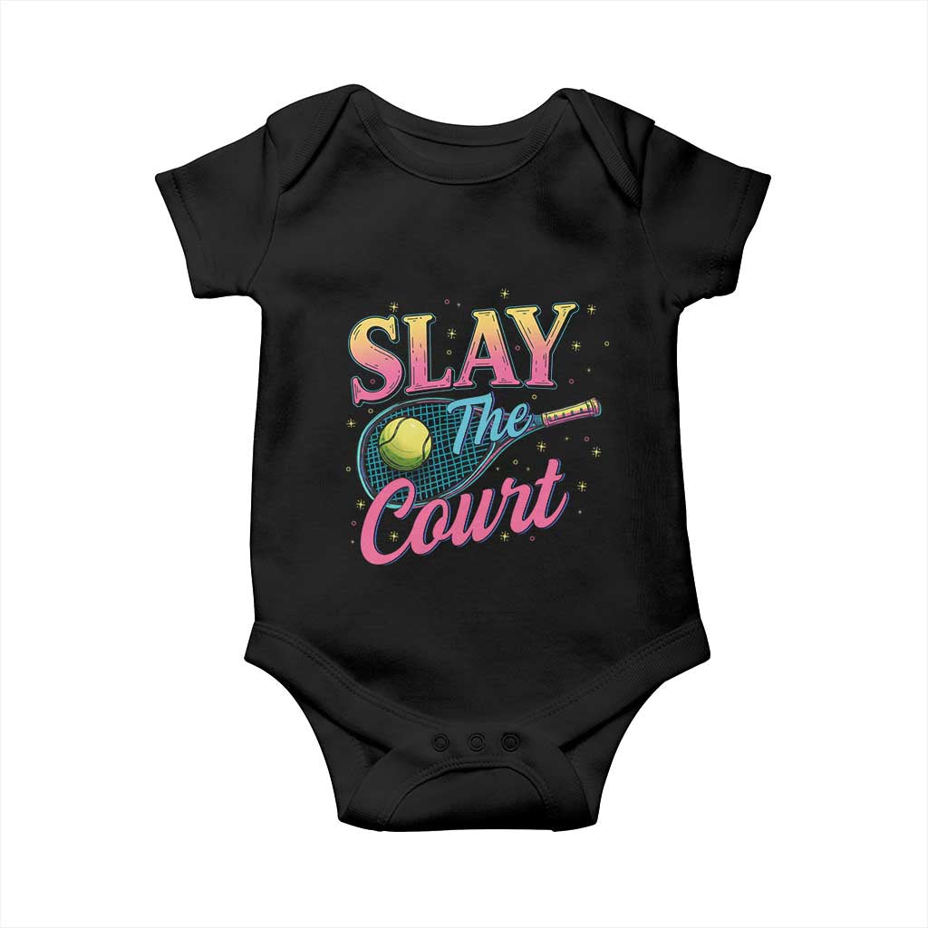 Slay The Court Queen Baby Onesie Witty Tennis Player Gift For Girls - Wonder Print Shop